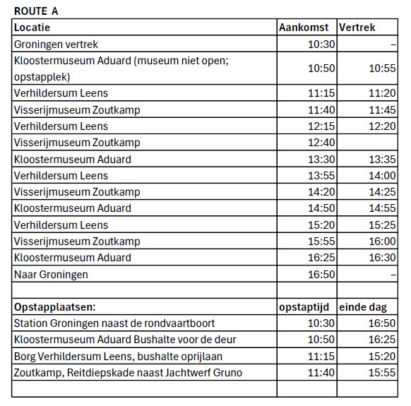 Route A tijden