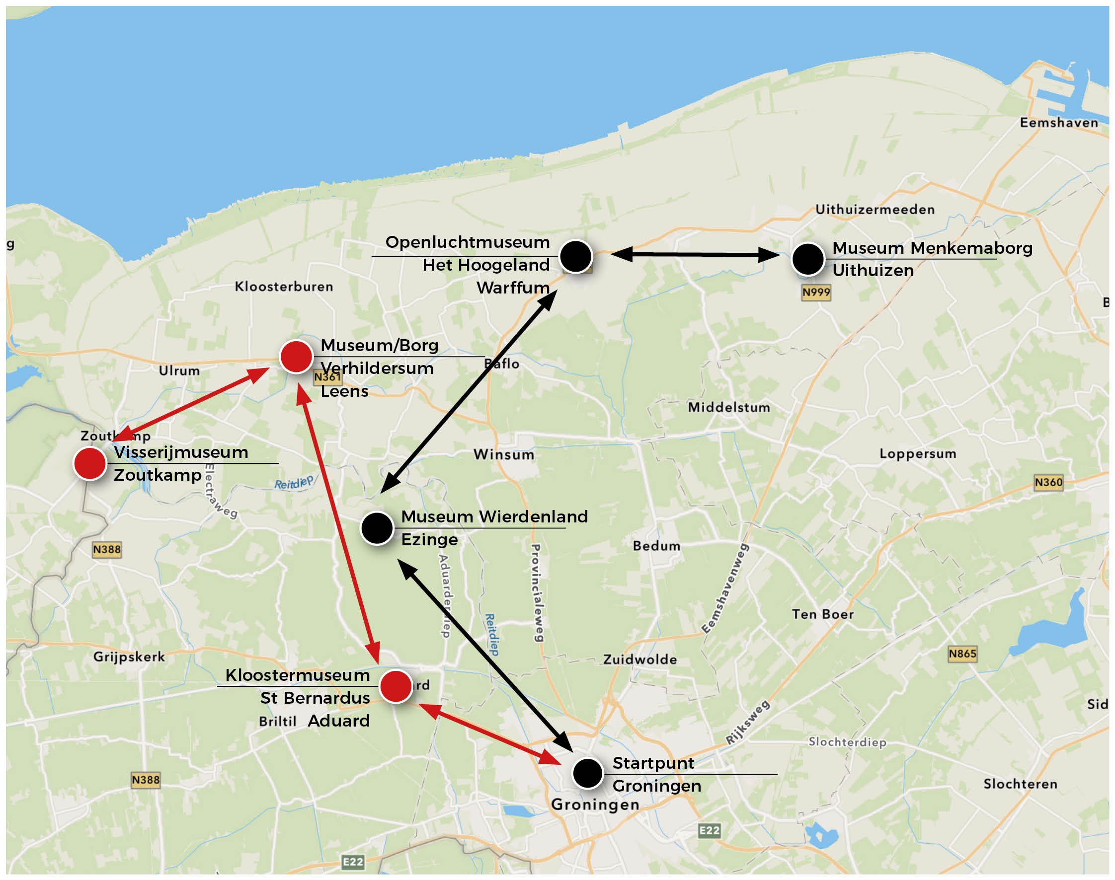 routekaart waddenmusea bustour